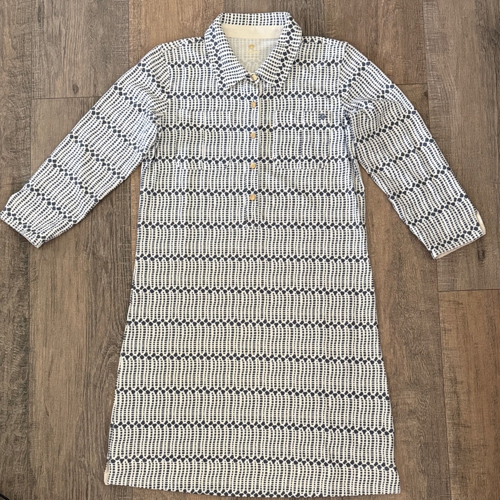 Spartina 449 Blue and White Geometric Long Sleeve Dress